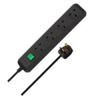 Brennenstuhl Black 4 Way Socket Extension Cable with 1.5m Cable, 13A, 240V