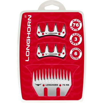 LONGHORN STANDARD 76 MAX PACK CONTAINS 3 x 76mm COMBS & 6 x CUTTERS  