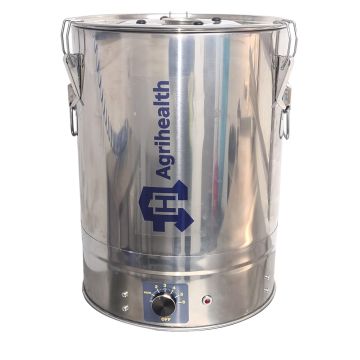 AGRIHEALTH STAINLESS STEEL WARM MILK FEEDER 25 LTR COMPLETE WITH HIKO MINISUCKLER STATION