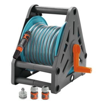 HOSE REEL SET WITH 15M HOSE, NOZZLE & FITTINGS GARDENA  