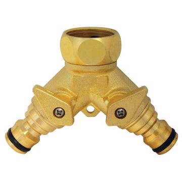 Two Way Tap Connector - &#190;" Solid Brass