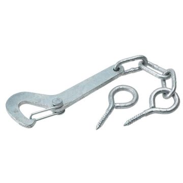 Safety Gate Hook Catch Galv c/w Screw in Eyes