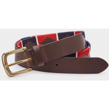 Ibex Of England Polo Belt, Brown/Red/White/Navy