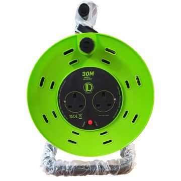 CABLE REEL 240V, 13A, 30m x 1.25mm², 2 GANG, POLY DRUM, EXTENSION (MAX 3.12KW)