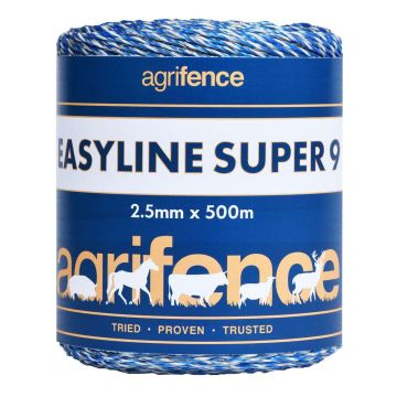 AGRIFENCE EASYLINE SUPER 9 POLYWIRE 2.5MM X 500M WHITE/BLUE (H4603)
