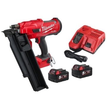 MILWAUKEE FIRST FIX ANGLED FRAMING NAILER KIT M18FFN 18V M18 FUEL WITH 1 x 5.0aH BATTERY, CHARGER & CASE/BAG