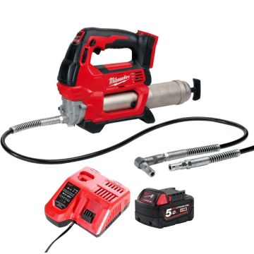 MILWAUKEE M18 CORDLESS GREASE GUN WITH 5.0AH BATTERY AND CHARGER