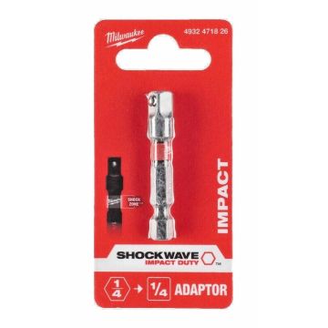 MILWAUKEE ¼″HEX - ¼″SQUARE DRIVE ADAPTER SHOCKWAVE 