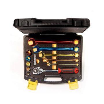 CK COLOURED SOCKET & SPANNER SET, ⅜" DRIVE, 12 PIECE