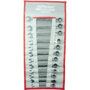 JEFFERSON RATCHET REVERSIBLE COMBINATION SPANNER SET 12 PIECE IN ROLL