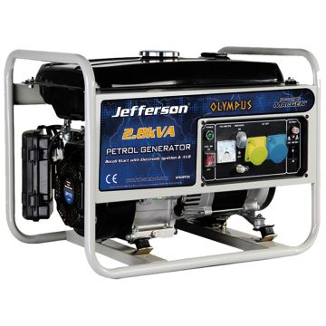 JEFFERSON 2.8KVA GENERATOR, 5.5HP PETROL ENGINE WITH 1 X 240V 16A & 1 X 110V 16A SOCKET