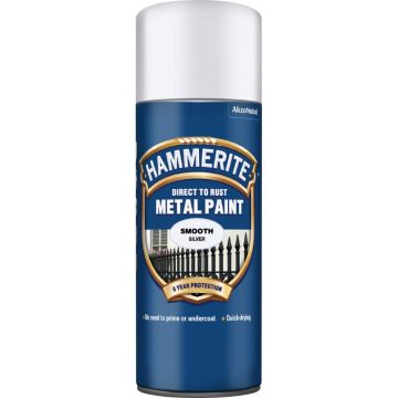Hammerite Paint Silver (Smooth) 400ml Aerosol