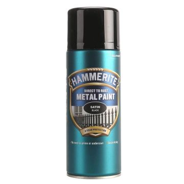 Hammerite Paint Black (Satin) 400ml Aerosol