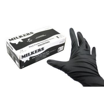 Milkers Black Disposable Gloves Powder Free