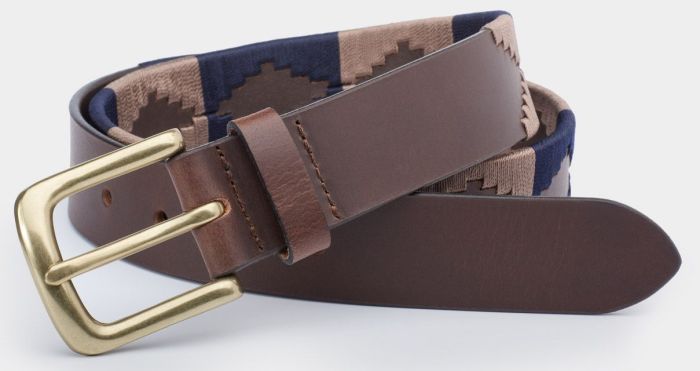 Ibex Of England Polo Belt Brown Fawn Navy